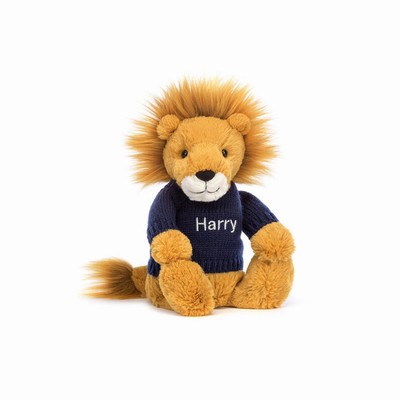 Jellycat Bashful León with Navy Jumper | CXJK-41069